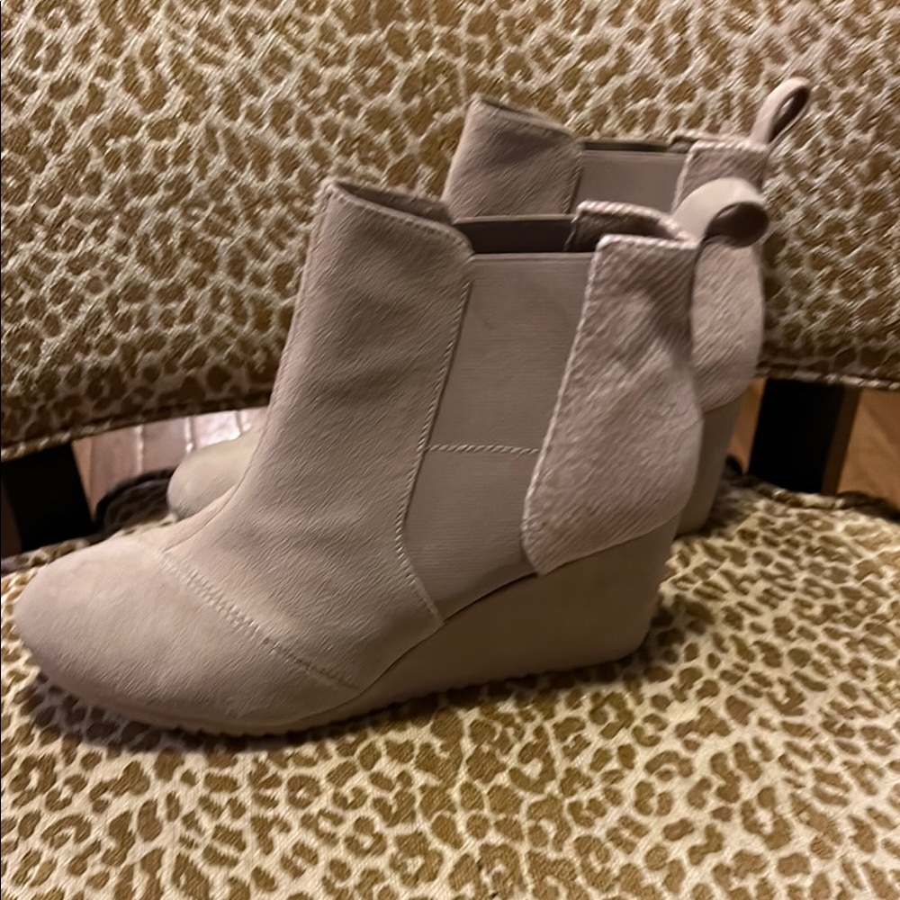 Toms Tan Ankle Boots with Wedge Heel